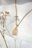 Malena 24 Karats Cubic Zirconia Tear Drop Cage Necklace