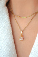 Malena 24 Karats Cubic Zirconia Tear Drop Cage Necklace