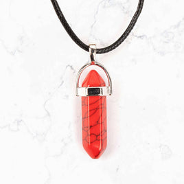 Crystal Pendant Necklace - Red Jasper