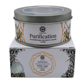 Gemstone Candle Purification White Sage 70g