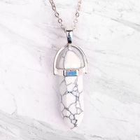 Crystal Pendant - Silver Plated Necklaces - White Turquoise