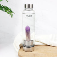 Amethyst Crystal Glass Water Bottle
