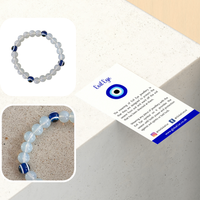 Evil Eye Beaded Stretch Bracelet, Opalite